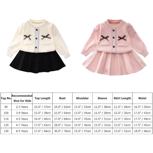 IDOPIP Toddler Baby Girls Outfit Long Sleeve Ruffle Sweater Top Tutu Skirt Christmas Birthday Party Dress Fall Winter ClothesPink Bow