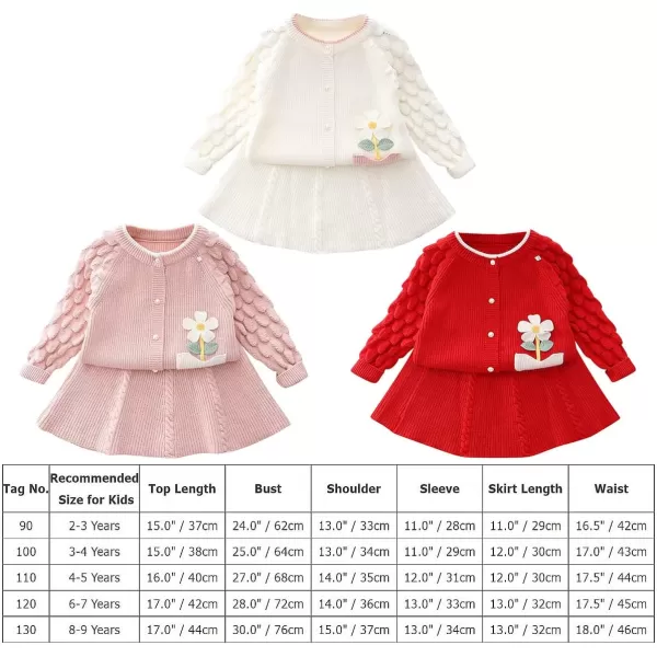 IDOPIP Toddler Baby Girls Outfit Long Sleeve Ruffle Sweater Top Tutu Skirt Christmas Birthday Party Dress Fall Winter ClothesPink Flower