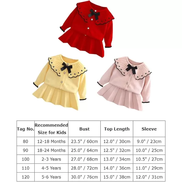 IDOPIP Toddler Baby Girls Outfit Long Sleeve Ruffle Sweater Top Tutu Skirt Christmas Birthday Party Dress Fall Winter ClothesRed  Black