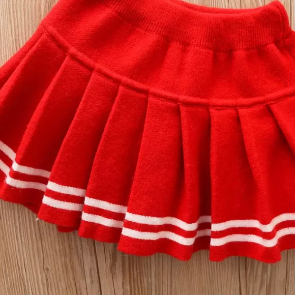 IDOPIP Toddler Baby Girls Outfit Long Sleeve Ruffle Sweater Top Tutu Skirt Christmas Birthday Party Dress Fall Winter ClothesRed  Bowknot