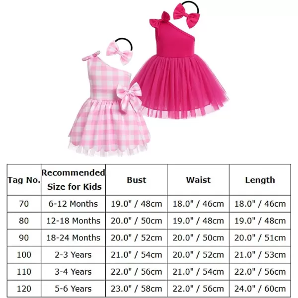 IDOPIP Toddler Baby Girls Plaid Tutu Dress with Headband Halloween Birthday Party Dress up Costume Outfits for Photo ShootHot Pink