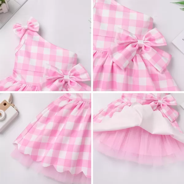 IDOPIP Toddler Baby Girls Plaid Tutu Dress with Headband Halloween Birthday Party Dress up Costume Outfits for Photo ShootPink Plaid