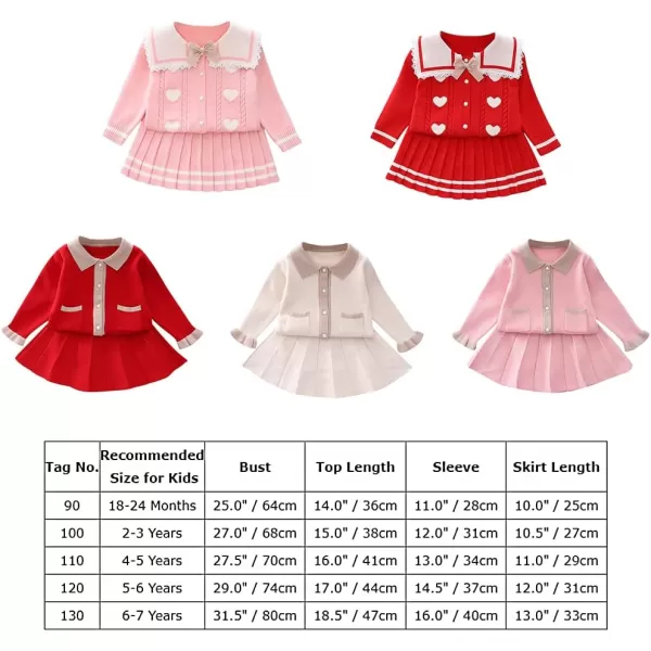 IDOPIP Toddler Baby Girls Ruffle Long Sleeve Knit Sweater Top  Tutu Skirt Casual Birthday Party Dress Fall Winter Outfit SetRed Cardigan