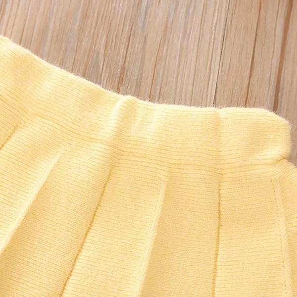 IDOPIP Toddler Baby Girls Ruffle Long Sleeve Knit Sweater Top  Tutu Skirt Casual Birthday Party Dress Fall Winter Outfit SetYellow Sunflower