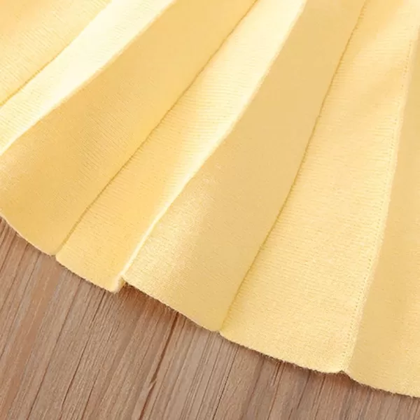 IDOPIP Toddler Baby Girls Ruffle Long Sleeve Knit Sweater Top  Tutu Skirt Casual Birthday Party Dress Fall Winter Outfit SetYellow Sunflower