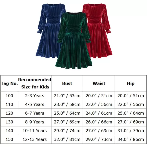 IDOPIP Toddler Baby Girls Velvet Dress Ruffle Kids Princess Birthday Christmas Party Dresses Winter Fall Long Sleeve ClothesGreen  Ruffle