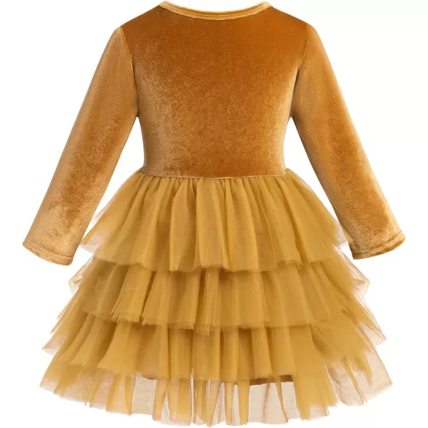 IDOPIP Toddler Baby Girls Velvet Tutu Dress Long Sleeve Princess Christmas Birthday Party Wedding Dresses Fall Winter ClothesChampagne  Tulle