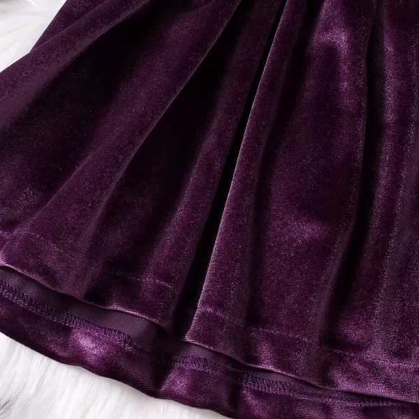 IDOPIP Toddler Baby Girls Velvet Tutu Dress Long Sleeve Princess Christmas Birthday Party Wedding Dresses Fall Winter ClothesDark Purple  Headband