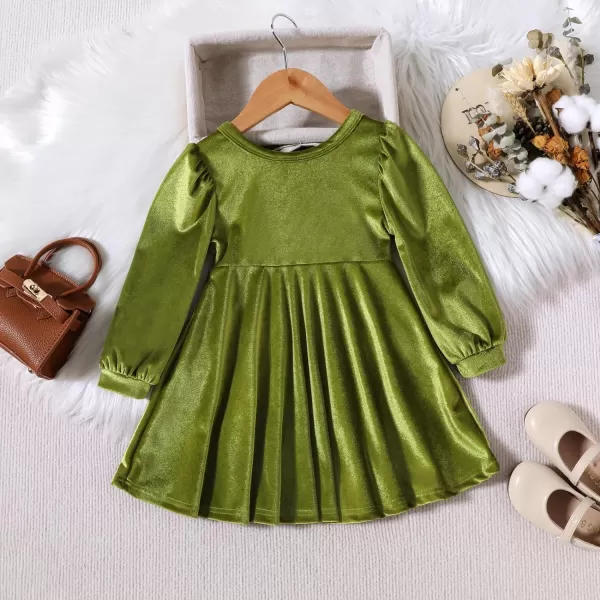 IDOPIP Toddler Baby Girls Velvet Tutu Dress Long Sleeve Princess Christmas Birthday Party Wedding Dresses Fall Winter ClothesGreen  Bows