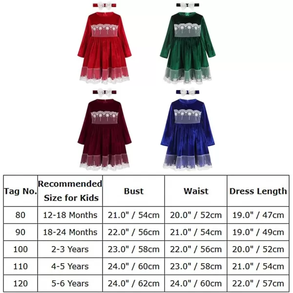 IDOPIP Toddler Baby Girls Velvet Tutu Dress Long Sleeve Princess Christmas Birthday Party Wedding Dresses Fall Winter ClothesGreen  Headband 2pcs