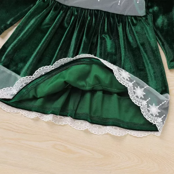 IDOPIP Toddler Baby Girls Velvet Tutu Dress Long Sleeve Princess Christmas Birthday Party Wedding Dresses Fall Winter ClothesGreen  Headband 2pcs