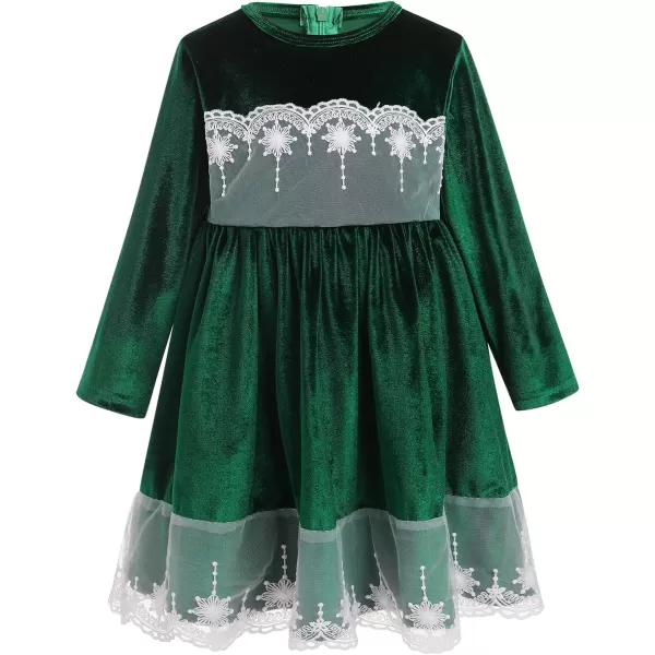IDOPIP Toddler Baby Girls Velvet Tutu Dress Long Sleeve Princess Christmas Birthday Party Wedding Dresses Fall Winter ClothesGreen  Headband 2pcs