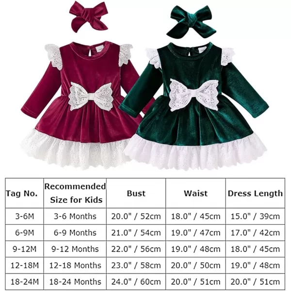 IDOPIP Toddler Baby Girls Velvet Tutu Dress Long Sleeve Princess Christmas Birthday Party Wedding Dresses Fall Winter ClothesGreen  Lace Bow