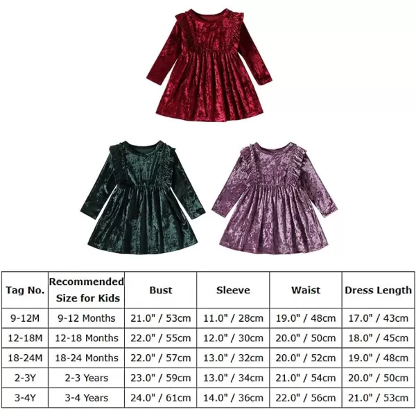 IDOPIP Toddler Baby Girls Velvet Tutu Dress Long Sleeve Princess Christmas Birthday Party Wedding Dresses Fall Winter ClothesGreen  Shiny Ruffle