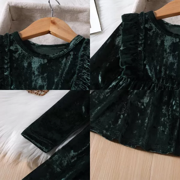 IDOPIP Toddler Baby Girls Velvet Tutu Dress Long Sleeve Princess Christmas Birthday Party Wedding Dresses Fall Winter ClothesGreen  Shiny Ruffle