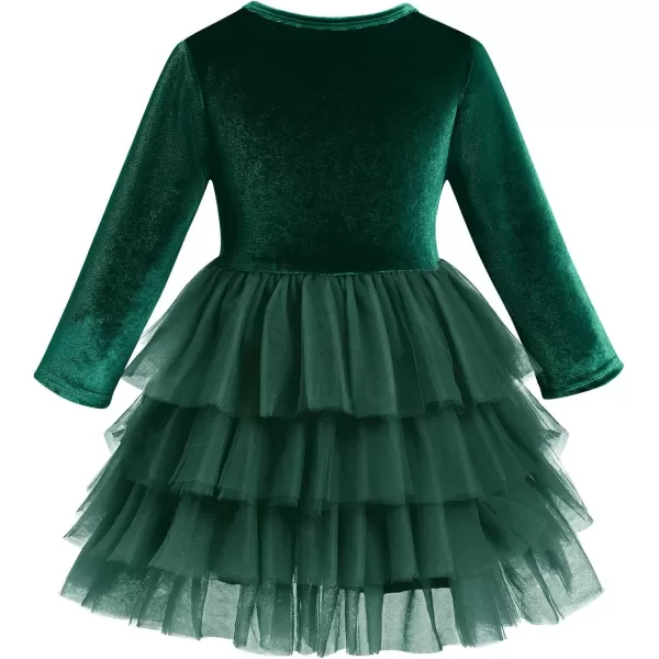 IDOPIP Toddler Baby Girls Velvet Tutu Dress Long Sleeve Princess Christmas Birthday Party Wedding Dresses Fall Winter ClothesGreen  Tulle