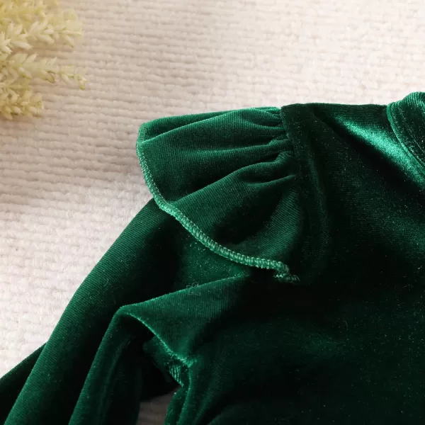 IDOPIP Toddler Baby Girls Velvet Tutu Dress Long Sleeve Princess Christmas Birthday Party Wedding Dresses Fall Winter ClothesGreen