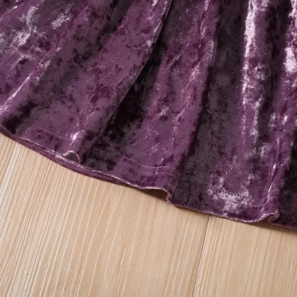 IDOPIP Toddler Baby Girls Velvet Tutu Dress Long Sleeve Princess Christmas Birthday Party Wedding Dresses Fall Winter ClothesPurple  Shiny Ruffle