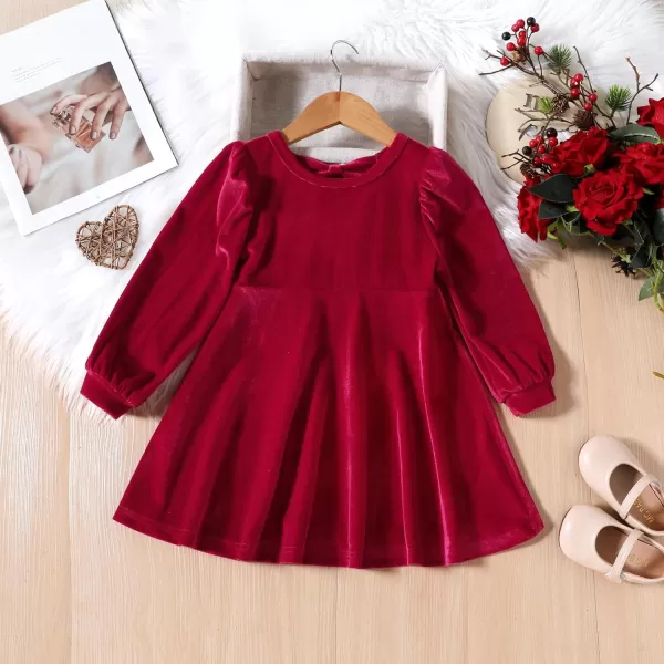 IDOPIP Toddler Baby Girls Velvet Tutu Dress Long Sleeve Princess Christmas Birthday Party Wedding Dresses Fall Winter ClothesRed  Bows