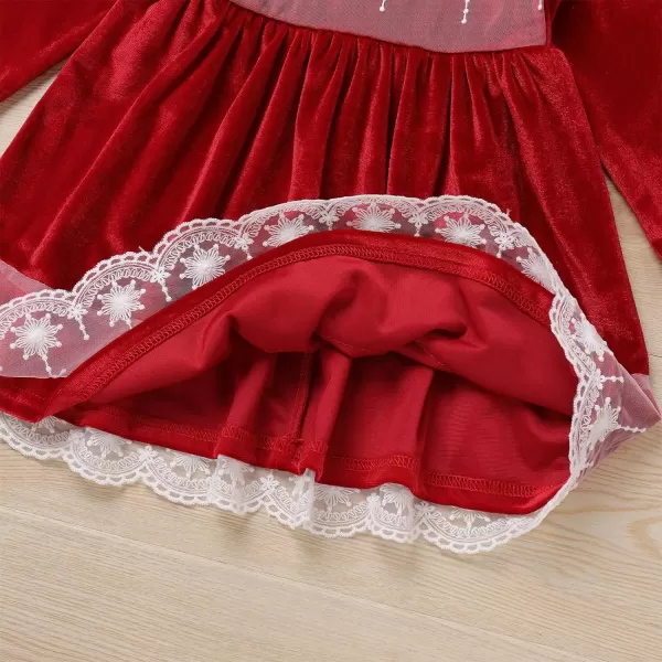 IDOPIP Toddler Baby Girls Velvet Tutu Dress Long Sleeve Princess Christmas Birthday Party Wedding Dresses Fall Winter ClothesRed  Headband 2pcs