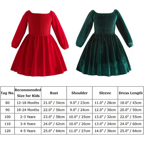 IDOPIP Toddler Baby Girls Velvet Tutu Dress Long Sleeve Ruffle Smocked Princess Christmas Birthday Party Dresses Fall ClothesGreen Dress