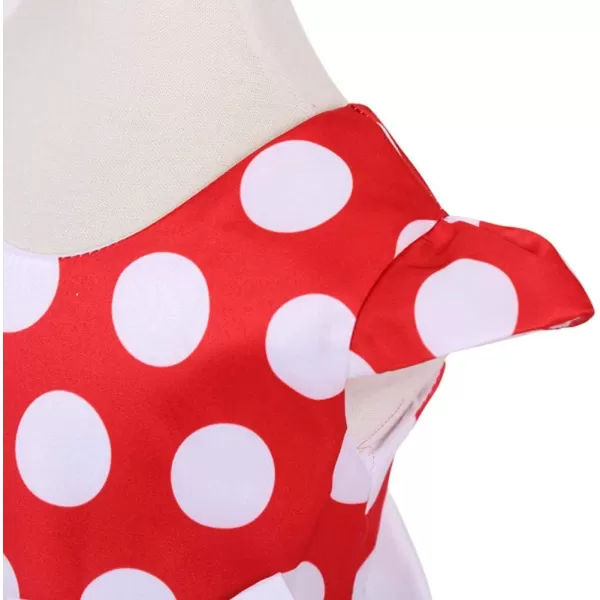 IDOPIP Toddler Girls Polka Dot Princess Costume Christmas Halloween Birthday Party Dress with Mouse Ear Headband Kids CosplayRed  White 2pcs Outfit