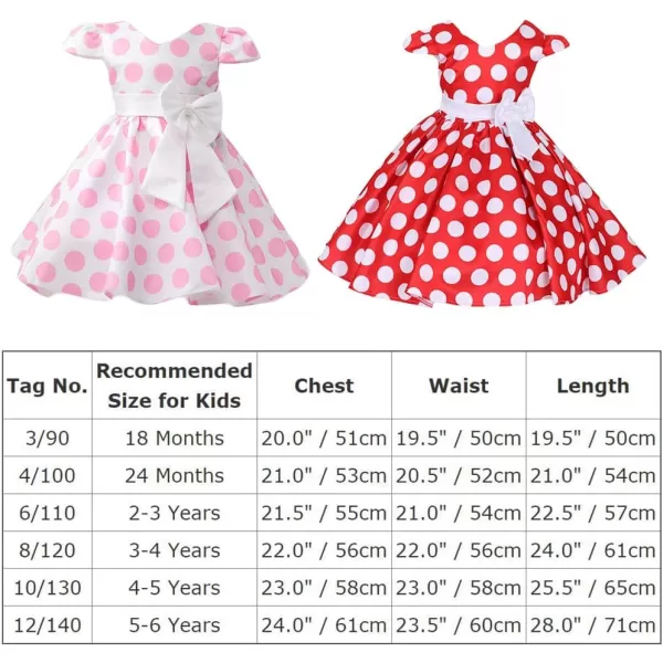 IDOPIP Toddler Girls Polka Dot Princess Costume Christmas Halloween Birthday Party Dress with Mouse Ear Headband Kids CosplayRed  White 2pcs Outfit