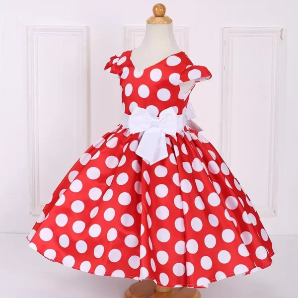 IDOPIP Toddler Girls Polka Dot Princess Costume Christmas Halloween Birthday Party Dress with Mouse Ear Headband Kids CosplayRed  White 2pcs Outfit