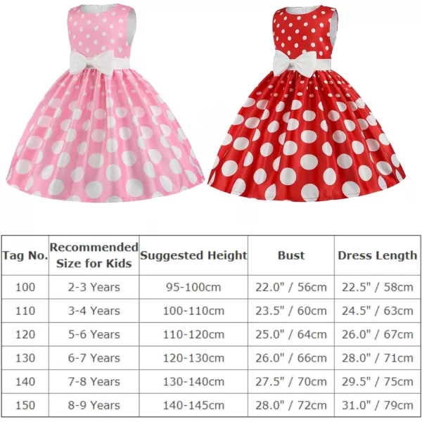 IDOPIP Toddler Girls Polka Dot Princess Costume Christmas Halloween Birthday Party Dress with Mouse Ear Headband Kids CosplayRed 2pcs Outfit