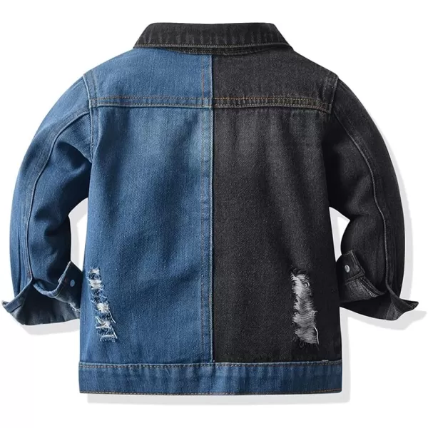 IDOPIP Toddler Kid Baby Boys Girls Denim Jacket Long Sleeve Button Down Jeans Coat Cowboy Overcoat Hoodie Casual OutwearBlack  Blue