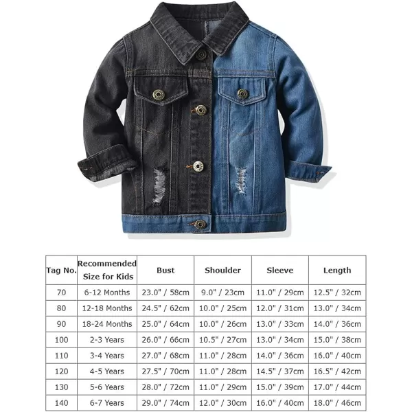 IDOPIP Toddler Kid Baby Boys Girls Denim Jacket Long Sleeve Button Down Jeans Coat Cowboy Overcoat Hoodie Casual OutwearBlack  Blue