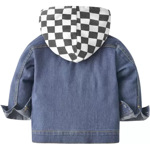 IDOPIP Toddler Kid Baby Boys Girls Denim Jacket Long Sleeve Button Down Jeans Coat Cowboy Overcoat Hoodie Casual OutwearBlue  Plaid