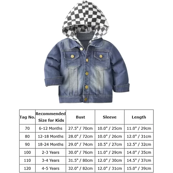 IDOPIP Toddler Kid Baby Boys Girls Denim Jacket Long Sleeve Button Down Jeans Coat Cowboy Overcoat Hoodie Casual OutwearBlue  Plaid