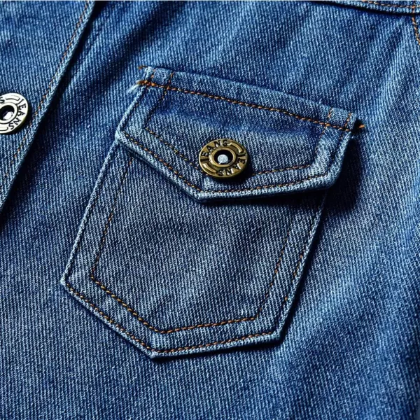 IDOPIP Toddler Kid Baby Boys Girls Denim Jacket Long Sleeve Button Down Jeans Coat Cowboy Overcoat Hoodie Casual OutwearBlue 02