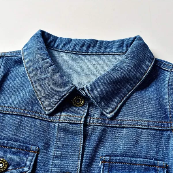 IDOPIP Toddler Kid Baby Boys Girls Denim Jacket Long Sleeve Button Down Jeans Coat Cowboy Overcoat Hoodie Casual OutwearBlue 02