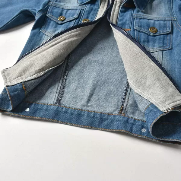 IDOPIP Toddler Kid Baby Boys Girls Denim Jacket Long Sleeve Button Down Jeans Coat Cowboy Overcoat Hoodie Casual OutwearBlue Gray Hoodie