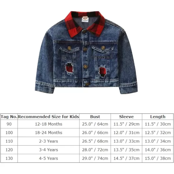 IDOPIP Toddler Kid Baby Boys Girls Denim Jacket Long Sleeve Button Down Jeans Coat Cowboy Overcoat Hoodie Casual OutwearBlue Plaid