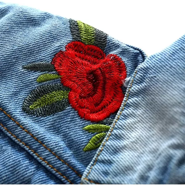 IDOPIP Toddler Kid Baby Boys Girls Denim Jacket Long Sleeve Button Down Jeans Coat Cowboy Overcoat Hoodie Casual OutwearBlue Rose 01