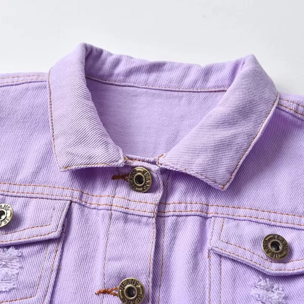 IDOPIP Toddler Kid Baby Boys Girls Denim Jacket Long Sleeve Button Down Jeans Coat Cowboy Overcoat Hoodie Casual OutwearPurple