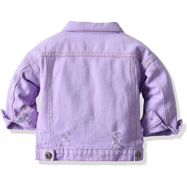 IDOPIP Toddler Kid Baby Boys Girls Denim Jacket Long Sleeve Button Down Jeans Coat Cowboy Overcoat Hoodie Casual OutwearPurple