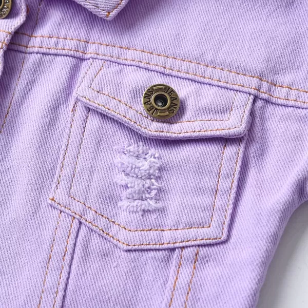 IDOPIP Toddler Kid Baby Boys Girls Denim Jacket Long Sleeve Button Down Jeans Coat Cowboy Overcoat Hoodie Casual OutwearPurple