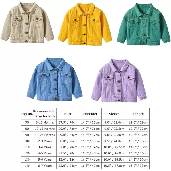 IDOPIP Toddler Kid Baby Boys Girls Denim Jacket Long Sleeve Button Down Jeans Coat Cowboy Overcoat Hoodie Casual OutwearYellow