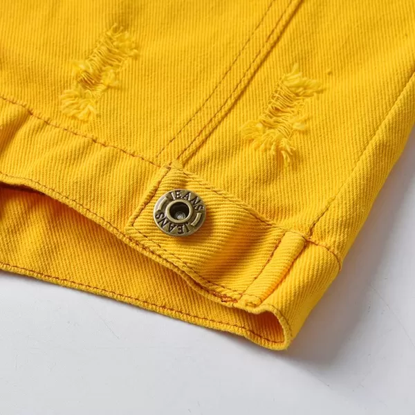 IDOPIP Toddler Kid Baby Boys Girls Denim Jacket Long Sleeve Button Down Jeans Coat Cowboy Overcoat Hoodie Casual OutwearYellow