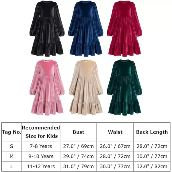IDOPIP Toddler Kid Girls Velvet Dress Princess Pageant Birthday Christmas Party Dress Casual Long Sleeve Winter Fall ClothesPink