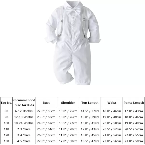 IDOPIP Toddler Kids Baby Boys 1st Christmas Outfit Gentleman Striped Shirt with Bowtie Long Suspender Pants Overalls Clothes All White