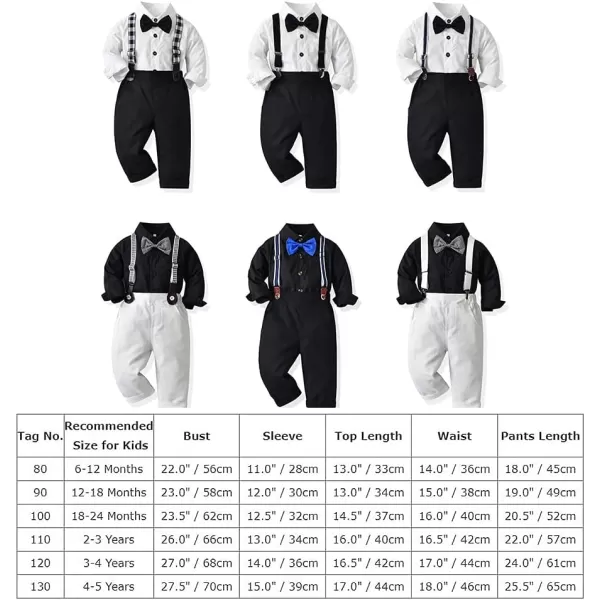 IDOPIP Toddler Kids Baby Boys 1st Christmas Outfit Gentleman Striped Shirt with Bowtie Long Suspender Pants Overalls ClothesBlack  Royal Blue