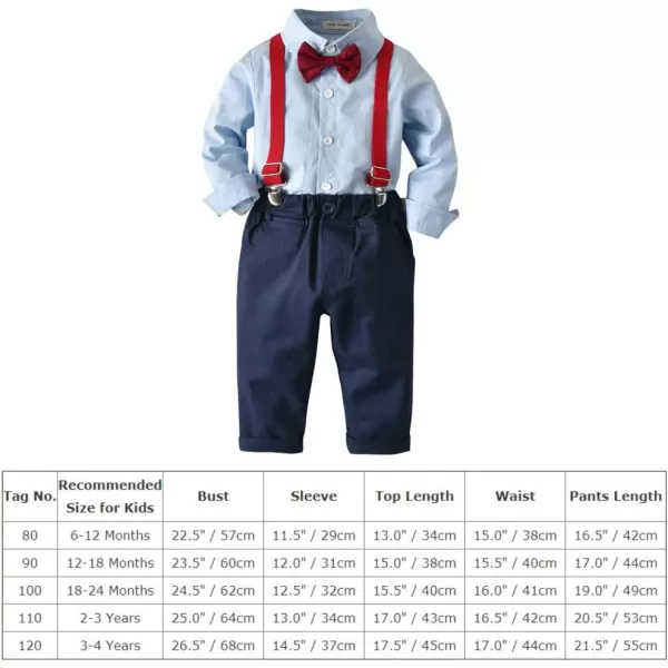 IDOPIP Toddler Kids Baby Boys 1st Christmas Outfit Gentleman Striped Shirt with Bowtie Long Suspender Pants Overalls ClothesBlue  Navy Blue