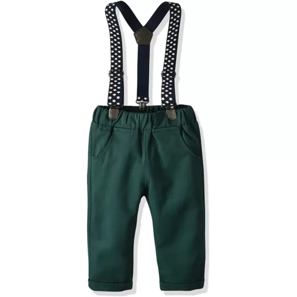 IDOPIP Toddler Kids Baby Boys 1st Christmas Outfit Gentleman Striped Shirt with Bowtie Long Suspender Pants Overalls ClothesRed  Dark Green