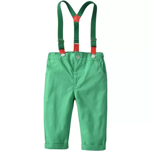 IDOPIP Toddler Kids Baby Boys 1st Christmas Outfit Gentleman Striped Shirt with Bowtie Long Suspender Pants Overalls ClothesRed Striped 01