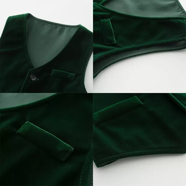 IDOPIP Toddler Kids Baby Boys Formal Suit Gentleman Outfit Long Sleeve Shirt with Bowtie  Vest  Pants Overalls Clothes 28TDark Green  Vest